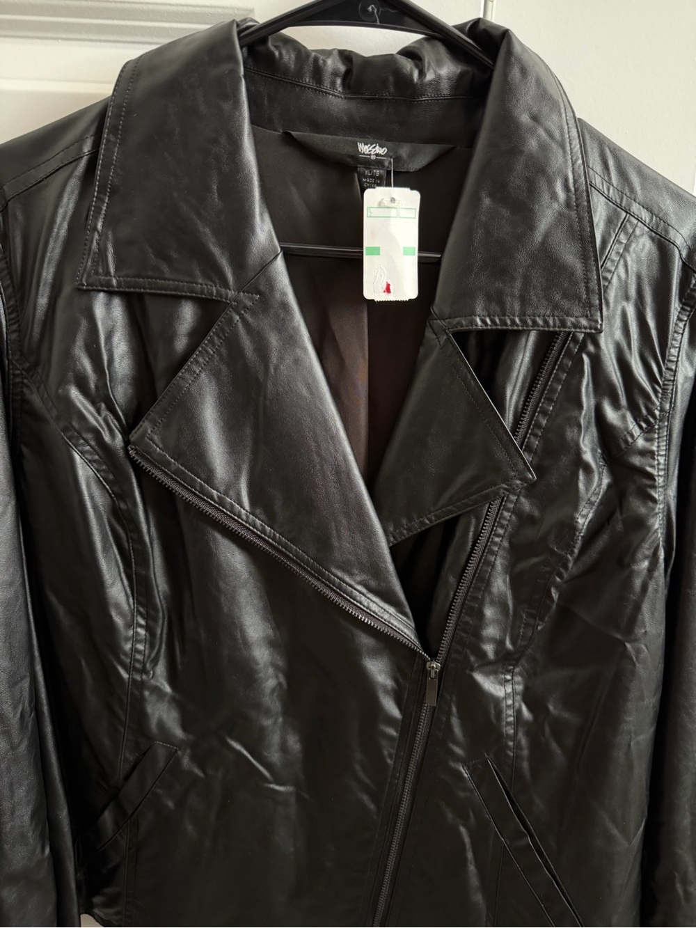 Mossimo Black Faux Leather Moto Jacket with Fringe Size XL NWOT